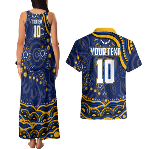 Personalized West Coast Eagles AFL Mascot Couples Matching Tank Maxi Dress and Hawaiian Shirt Aboriginal Dot Art - Dreamtime Football Mascot