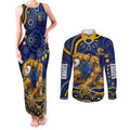 Personalized West Coast Eagles AFL Mascot Couples Matching Tank Maxi Dress and Long Sleeve Button Shirt Aboriginal Dot Art - Dreamtime Football Mascot