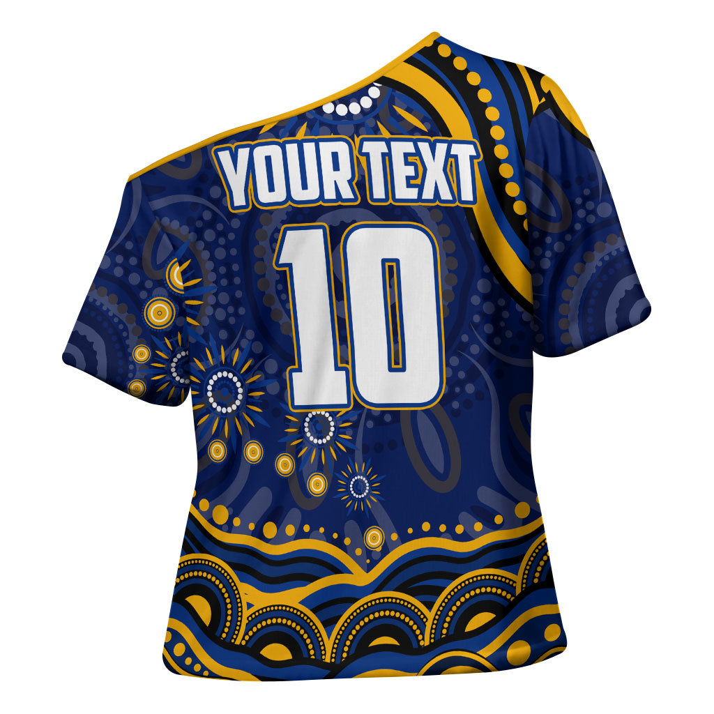 Personalized West Coast Eagles AFL Mascot Cross Shoulder Shirt Aboriginal Dot Art - Dreamtime Football Mascot