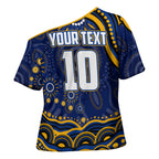 Personalized West Coast Eagles AFL Mascot Cross Shoulder Shirt Aboriginal Dot Art - Dreamtime Football Mascot