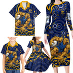 Personalized West Coast Eagles AFL Mascot Family Matching Long Sleeve Bodycon Dress and Hawaiian Shirt Aboriginal Dot Art - Dreamtime Football Mascot