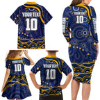 Personalized West Coast Eagles AFL Mascot Family Matching Long Sleeve Bodycon Dress and Hawaiian Shirt Aboriginal Dot Art - Dreamtime Football Mascot