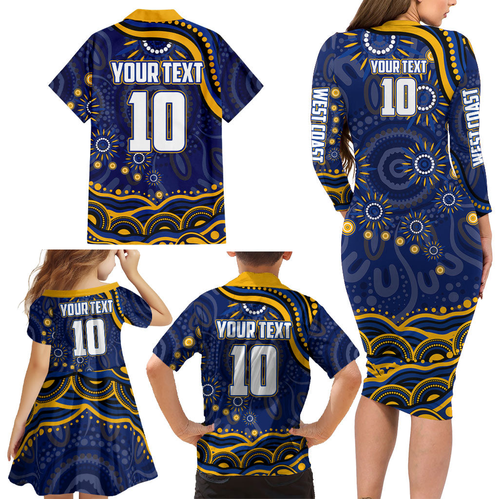 Personalized West Coast Eagles AFL Mascot Family Matching Long Sleeve Bodycon Dress and Hawaiian Shirt Aboriginal Dot Art - Dreamtime Football Mascot
