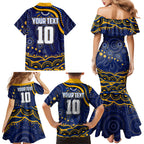 Personalized West Coast Eagles AFL Mascot Family Matching Mermaid Dress and Hawaiian Shirt Aboriginal Dot Art - Dreamtime Football Mascot