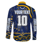 Personalized West Coast Eagles AFL Mascot Family Matching Mermaid Dress and Hawaiian Shirt Aboriginal Dot Art - Dreamtime Football Mascot