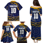 Personalized West Coast Eagles AFL Mascot Family Matching Puletasi and Hawaiian Shirt Aboriginal Dot Art - Dreamtime Football Mascot