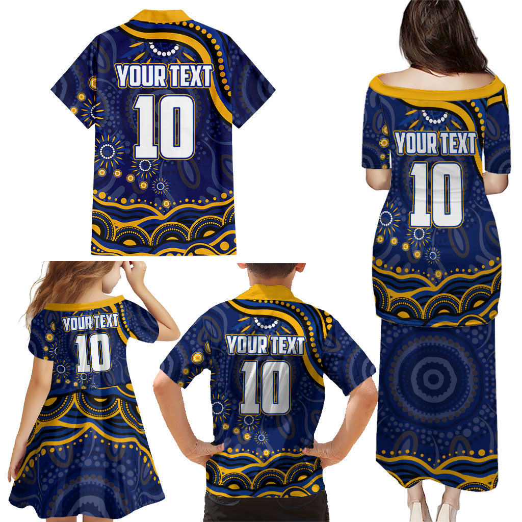 Personalized West Coast Eagles AFL Mascot Family Matching Puletasi and Hawaiian Shirt Aboriginal Dot Art - Dreamtime Football Mascot