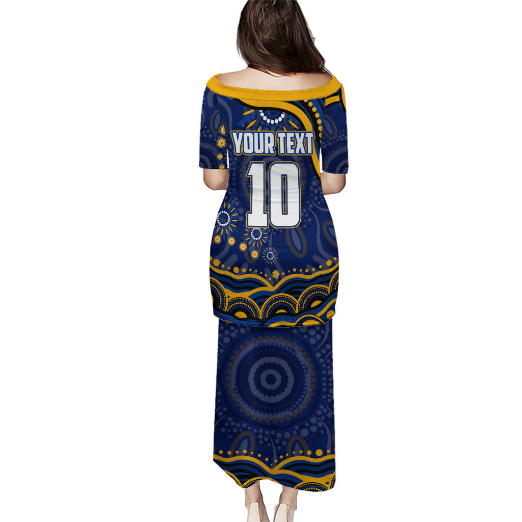 Personalized West Coast Eagles AFL Mascot Family Matching Puletasi and Hawaiian Shirt Aboriginal Dot Art - Dreamtime Football Mascot