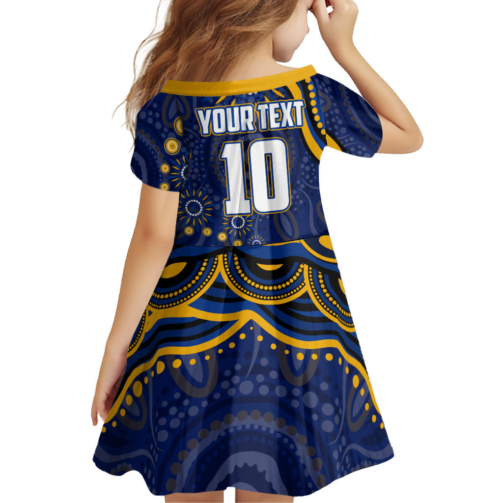 Personalized West Coast Eagles AFL Mascot Family Matching Short Sleeve Bodycon Dress and Hawaiian Shirt Aboriginal Dot Art - Dreamtime Football Mascot