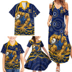 Personalized West Coast Eagles AFL Mascot Family Matching Summer Maxi Dress and Hawaiian Shirt Aboriginal Dot Art - Dreamtime Football Mascot