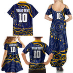 Personalized West Coast Eagles AFL Mascot Family Matching Summer Maxi Dress and Hawaiian Shirt Aboriginal Dot Art - Dreamtime Football Mascot