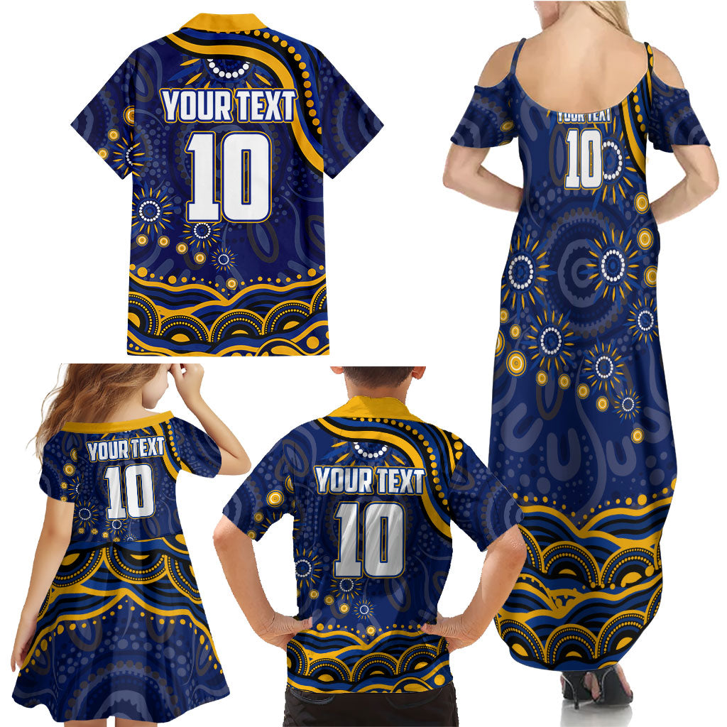 Personalized West Coast Eagles AFL Mascot Family Matching Summer Maxi Dress and Hawaiian Shirt Aboriginal Dot Art - Dreamtime Football Mascot