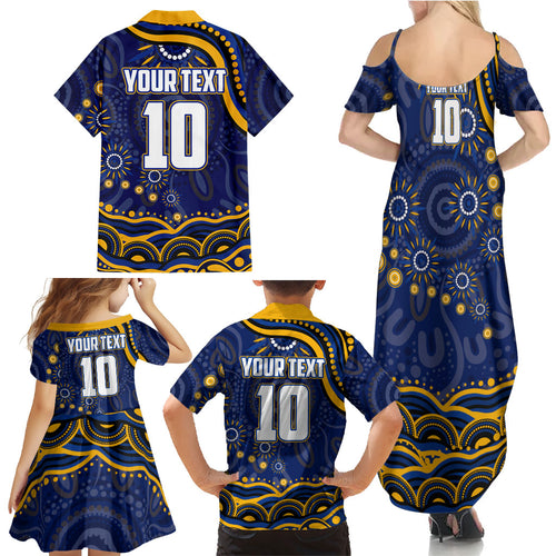 Personalized West Coast Eagles AFL Mascot Family Matching Summer Maxi Dress and Hawaiian Shirt Aboriginal Dot Art - Dreamtime Football Mascot