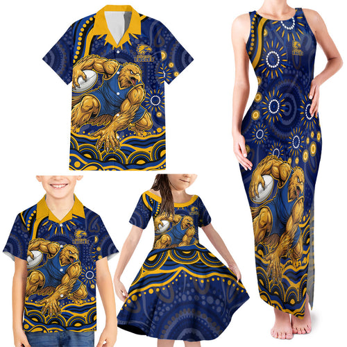 Personalized West Coast Eagles AFL Mascot Family Matching Tank Maxi Dress and Hawaiian Shirt Aboriginal Dot Art - Dreamtime Football Mascot