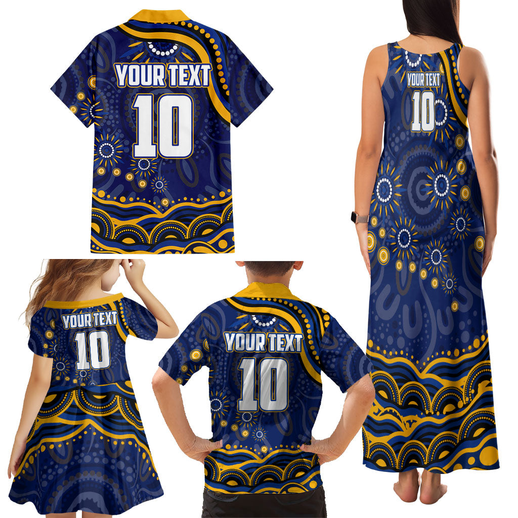 Personalized West Coast Eagles AFL Mascot Family Matching Tank Maxi Dress and Hawaiian Shirt Aboriginal Dot Art - Dreamtime Football Mascot
