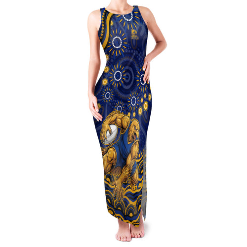Personalized West Coast Eagles AFL Mascot Family Matching Tank Maxi Dress and Hawaiian Shirt Aboriginal Dot Art - Dreamtime Football Mascot