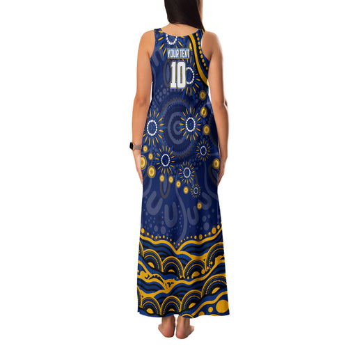 Personalized West Coast Eagles AFL Mascot Family Matching Tank Maxi Dress and Hawaiian Shirt Aboriginal Dot Art - Dreamtime Football Mascot