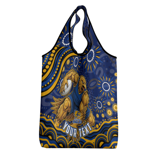 Personalized West Coast Eagles AFL Mascot Grocery Bag Aboriginal Dot Art - Dreamtime Football Mascot