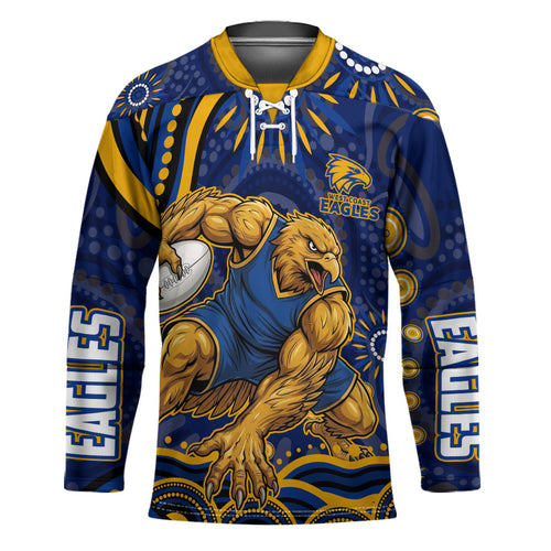 Personalized West Coast Eagles AFL Mascot Hockey Jersey Aboriginal Dot Art - Dreamtime Football Mascot