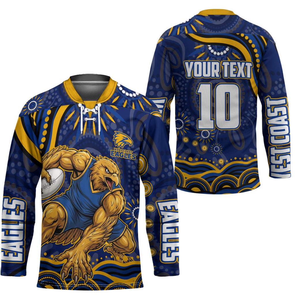 Personalized West Coast Eagles AFL Mascot Hockey Jersey Aboriginal Dot Art - Dreamtime Football Mascot