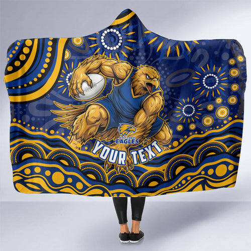 Personalized West Coast Eagles AFL Mascot Hooded Blanket Aboriginal Dot Art - Dreamtime Football Mascot