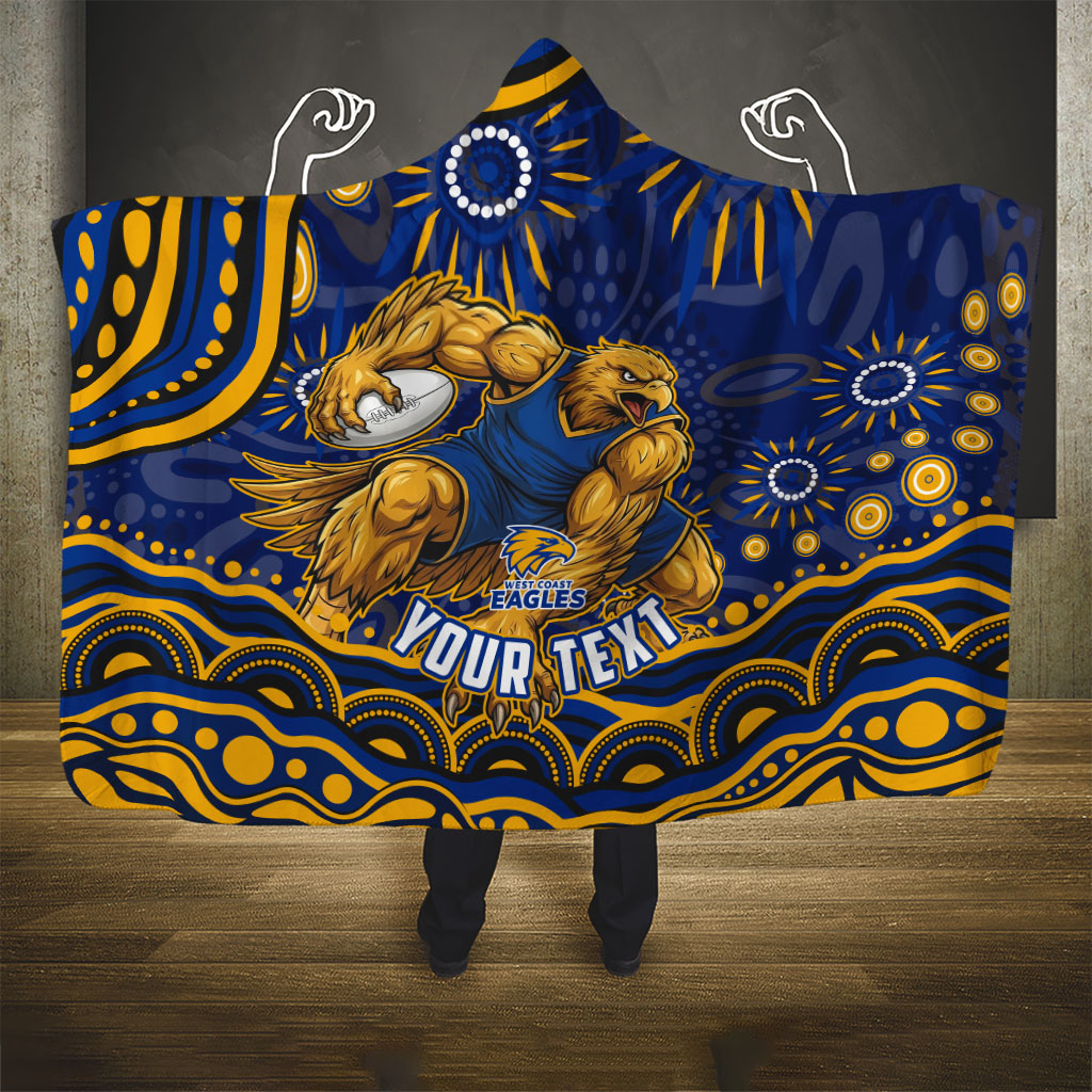 Personalized West Coast Eagles AFL Mascot Hooded Blanket Aboriginal Dot Art - Dreamtime Football Mascot