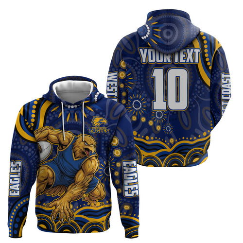 Personalized West Coast Eagles AFL Mascot Hoodie Aboriginal Dot Art - Dreamtime Football Mascot