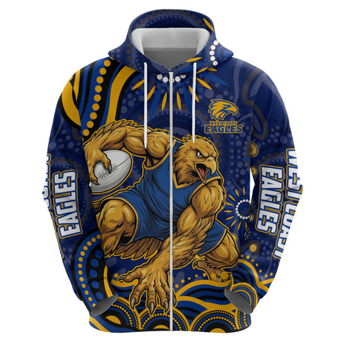 Personalized West Coast Eagles AFL Mascot Hoodie Aboriginal Dot Art - Dreamtime Football Mascot