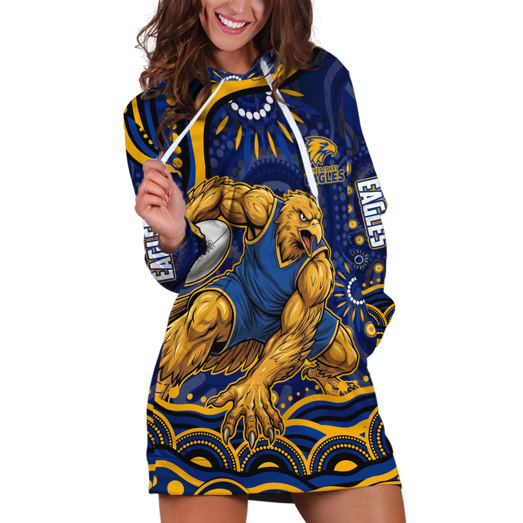 Personalized West Coast Eagles AFL Mascot Hoodie Dress Aboriginal Dot Art - Dreamtime Football Mascot