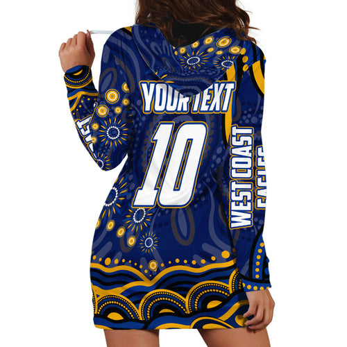 Personalized West Coast Eagles AFL Mascot Hoodie Dress Aboriginal Dot Art - Dreamtime Football Mascot