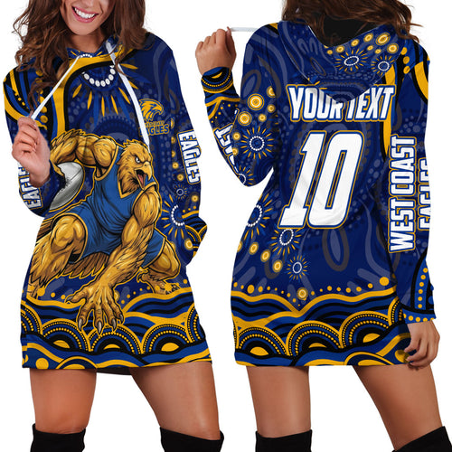 Personalized West Coast Eagles AFL Mascot Hoodie Dress Aboriginal Dot Art - Dreamtime Football Mascot