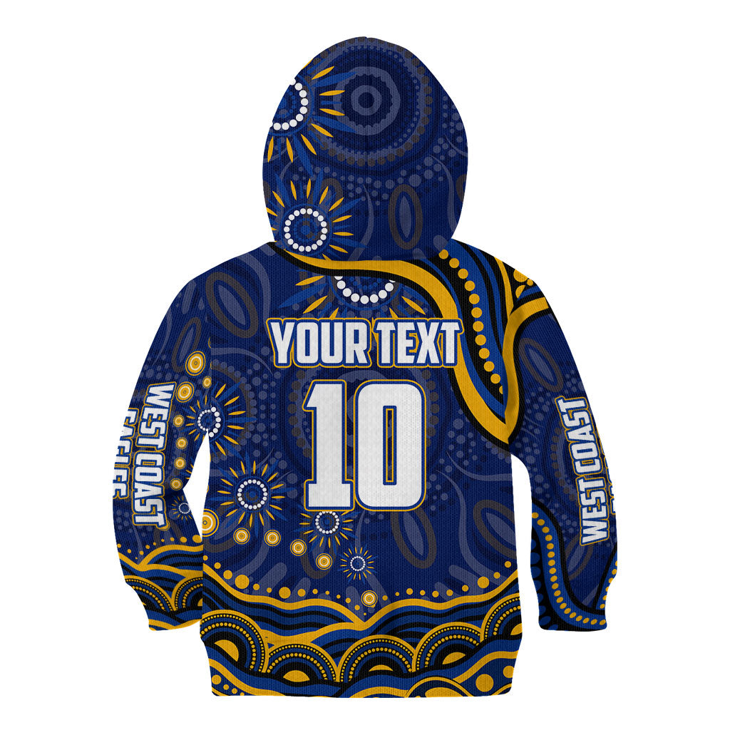 Personalized West Coast Eagles AFL Mascot Kid Hoodie Aboriginal Dot Art - Dreamtime Football Mascot