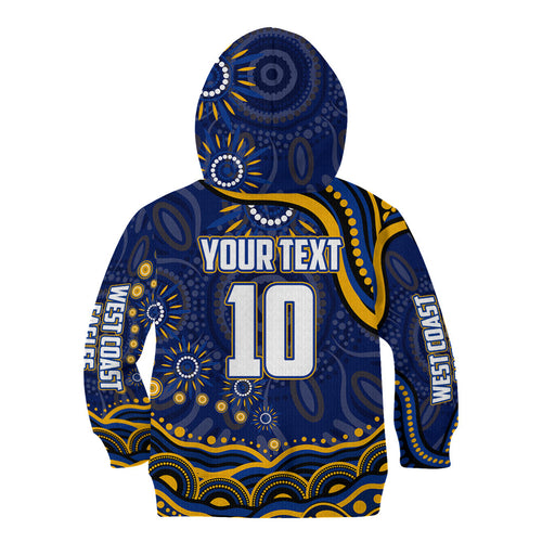 Personalized West Coast Eagles AFL Mascot Kid Hoodie Aboriginal Dot Art - Dreamtime Football Mascot