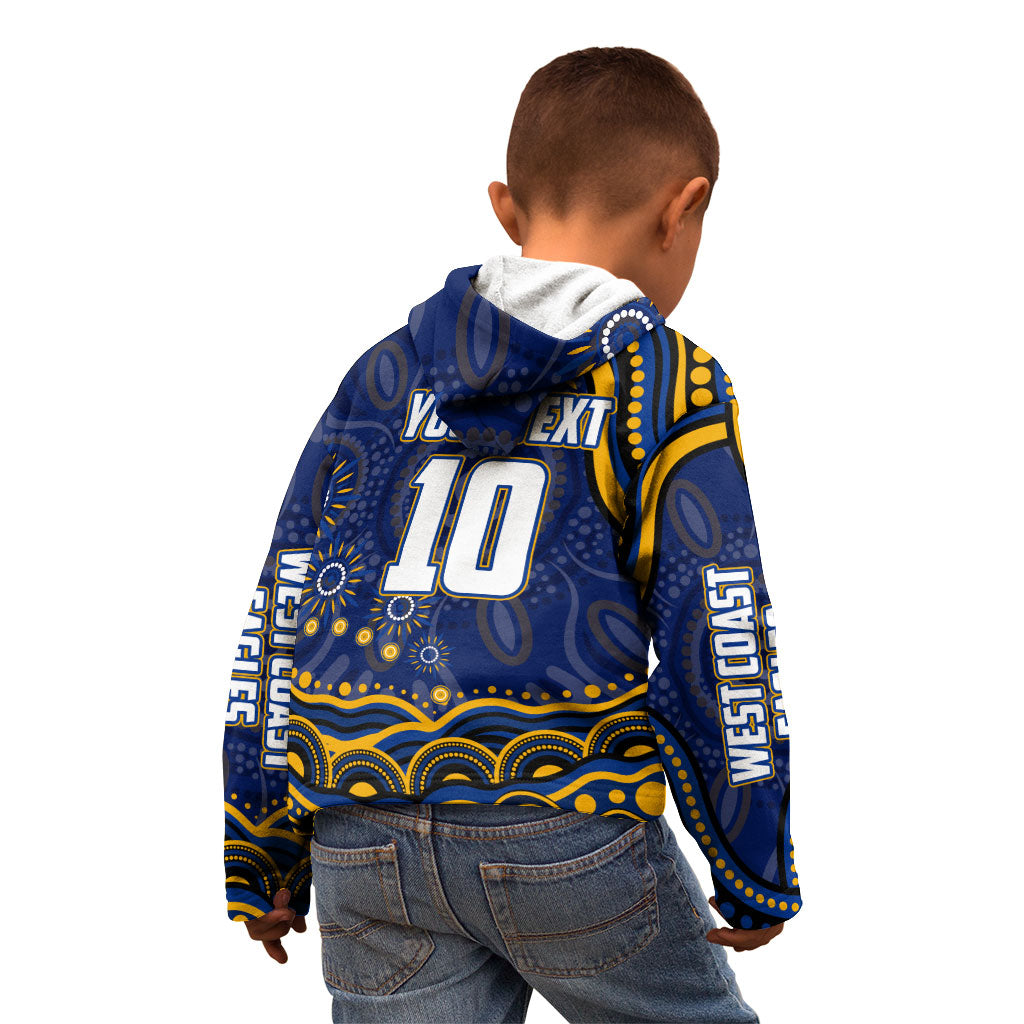 Personalized West Coast Eagles AFL Mascot Kid Hoodie Aboriginal Dot Art - Dreamtime Football Mascot