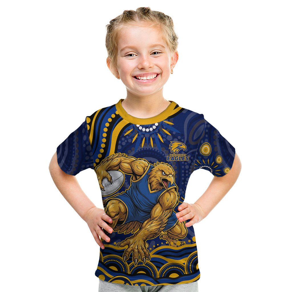 Personalized West Coast Eagles AFL Mascot Kid T Shirt Aboriginal Dot Art - Dreamtime Football Mascot