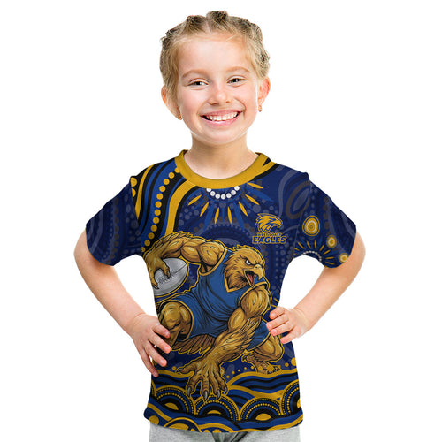 Personalized West Coast Eagles AFL Mascot Kid T Shirt Aboriginal Dot Art - Dreamtime Football Mascot