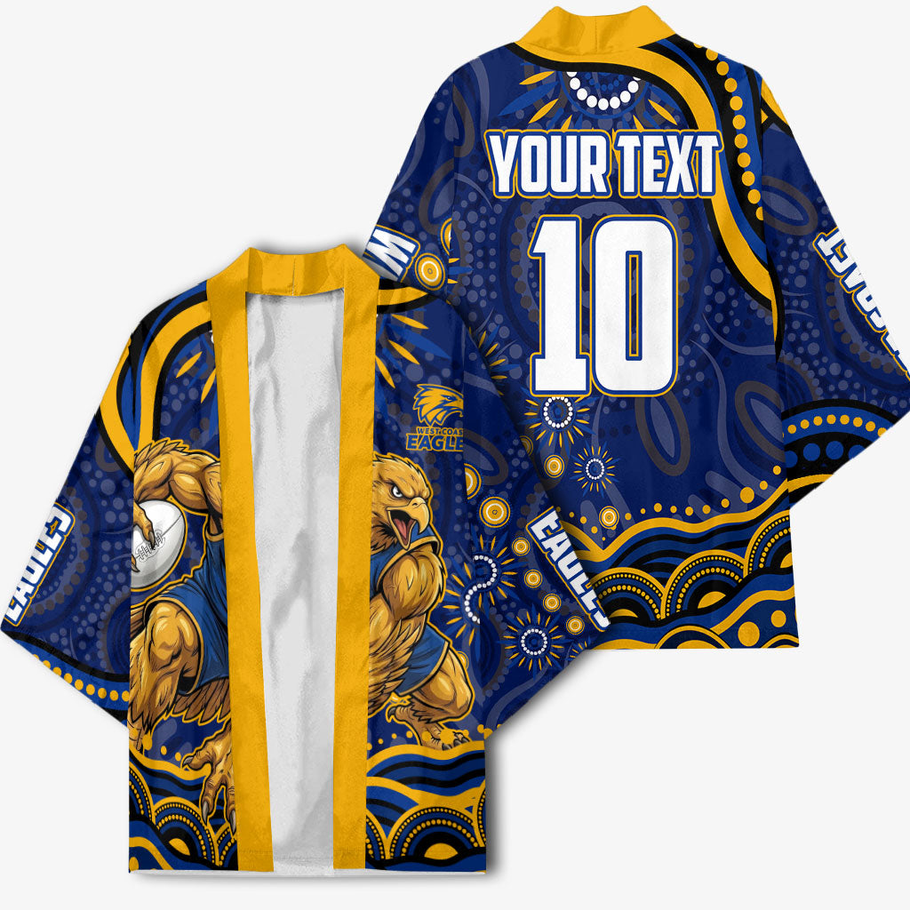 Personalized West Coast Eagles AFL Mascot Kimono Aboriginal Dot Art - Dreamtime Football Mascot