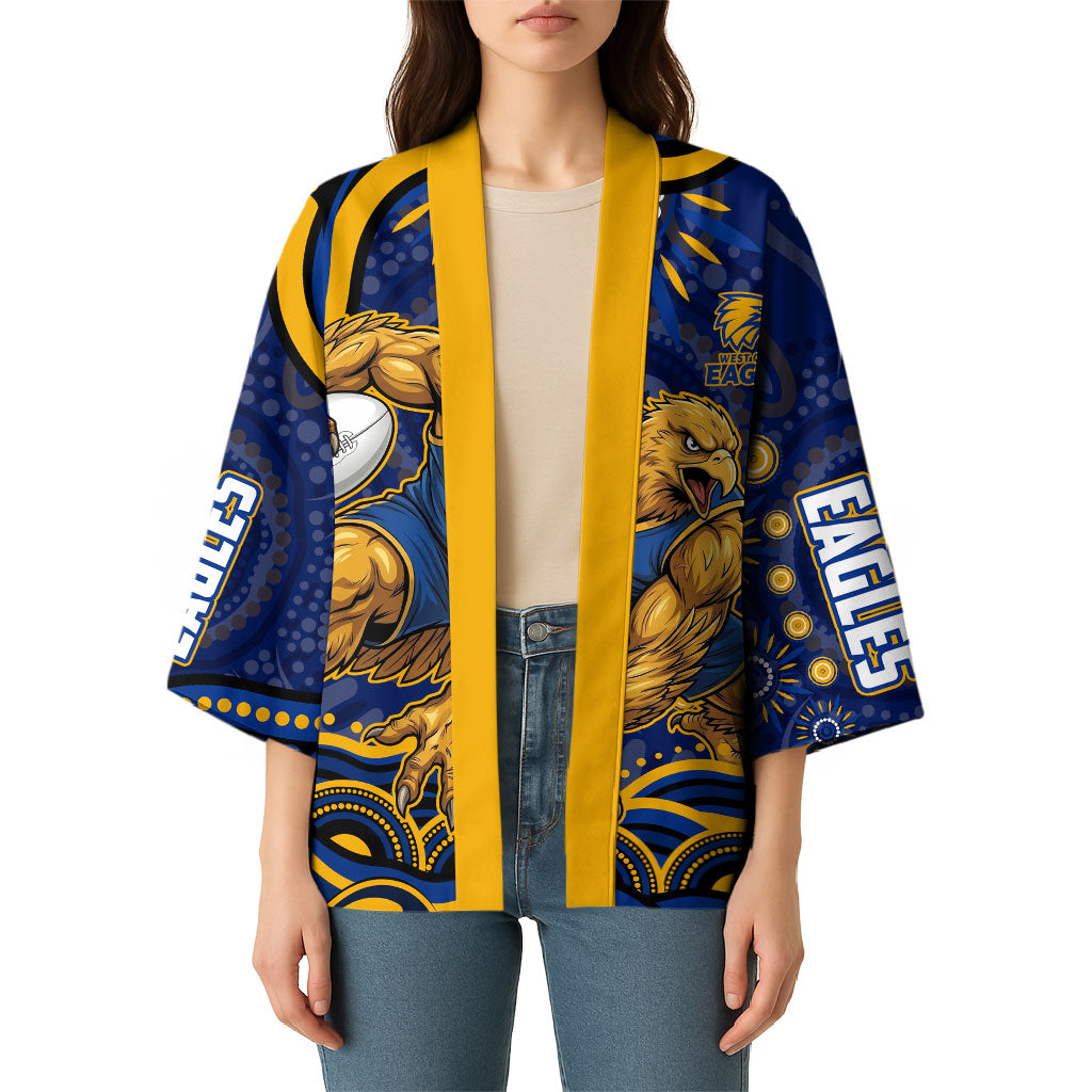 Personalized West Coast Eagles AFL Mascot Kimono Aboriginal Dot Art - Dreamtime Football Mascot