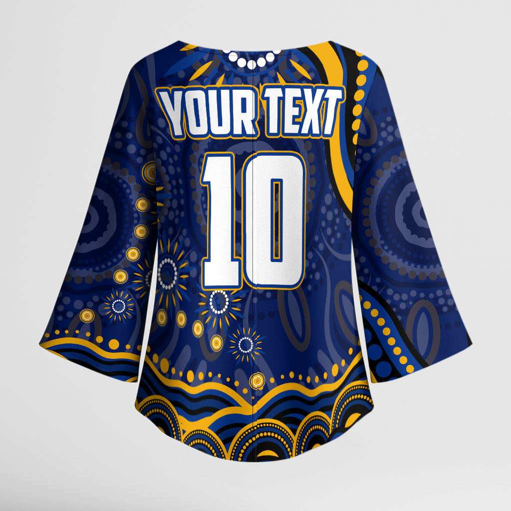 Personalized West Coast Eagles AFL Mascot Kimono Sleeve Blouse Aboriginal Dot Art - Dreamtime Football Mascot