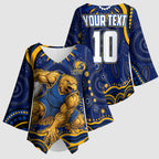 Personalized West Coast Eagles AFL Mascot Kimono Sleeve Blouse Aboriginal Dot Art - Dreamtime Football Mascot