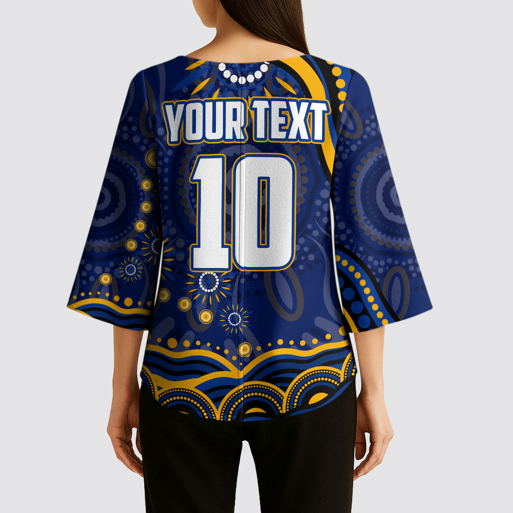 Personalized West Coast Eagles AFL Mascot Kimono Sleeve Blouse Aboriginal Dot Art - Dreamtime Football Mascot
