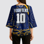 Personalized West Coast Eagles AFL Mascot Kimono Sleeve Blouse Aboriginal Dot Art - Dreamtime Football Mascot