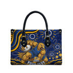 Personalized West Coast Eagles AFL Mascot Leather Bag Aboriginal Dot Art - Dreamtime Football Mascot