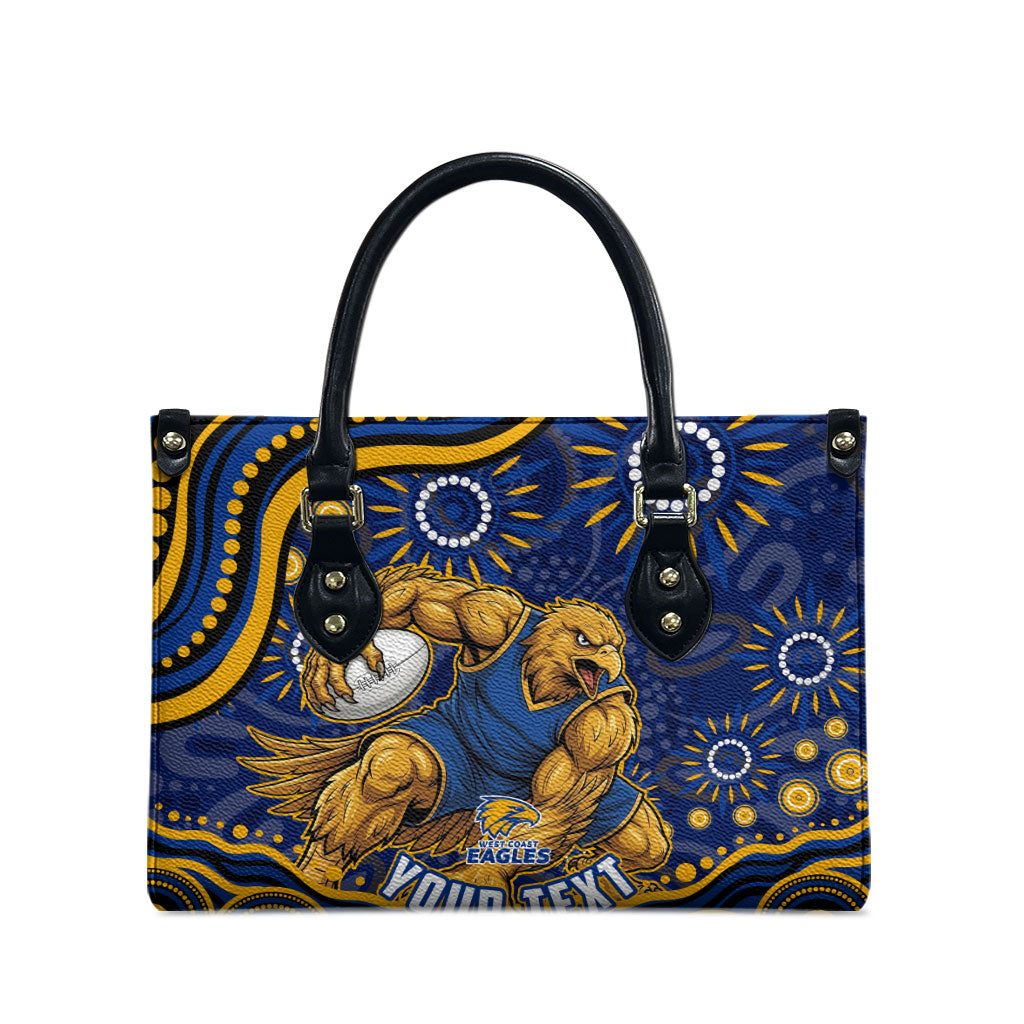 Personalized West Coast Eagles AFL Mascot Leather Bag Aboriginal Dot Art - Dreamtime Football Mascot