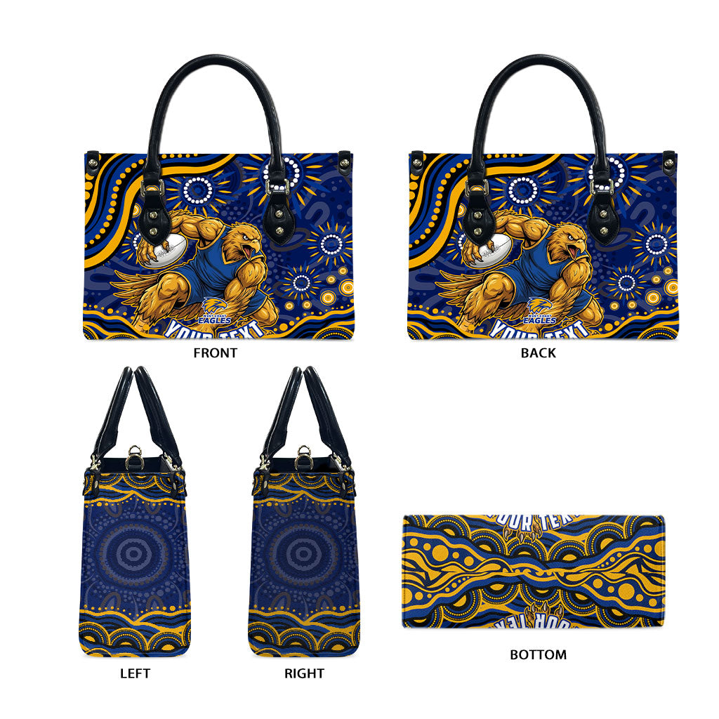 Personalized West Coast Eagles AFL Mascot Leather Bag Aboriginal Dot Art - Dreamtime Football Mascot