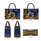 Personalized West Coast Eagles AFL Mascot Leather Bag Aboriginal Dot Art - Dreamtime Football Mascot