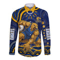 Personalized West Coast Eagles AFL Mascot Long Sleeve Button Shirt Aboriginal Dot Art - Dreamtime Football Mascot