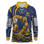 Personalized West Coast Eagles AFL Mascot Long Sleeve Polo Shirt Aboriginal Dot Art - Dreamtime Football Mascot