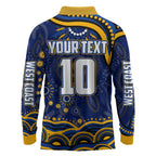 Personalized West Coast Eagles AFL Mascot Long Sleeve Polo Shirt Aboriginal Dot Art - Dreamtime Football Mascot
