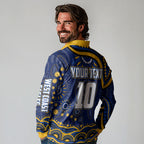 Personalized West Coast Eagles AFL Mascot Long Sleeve Polo Shirt Aboriginal Dot Art - Dreamtime Football Mascot